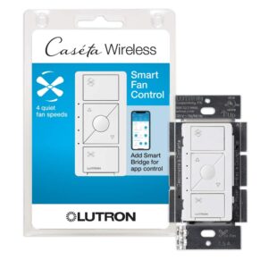 Lutron Caseta Smart Fan Speed Control Switch (Lutron Smart Hub Required), Single-Pole, PD-FSQN-WH