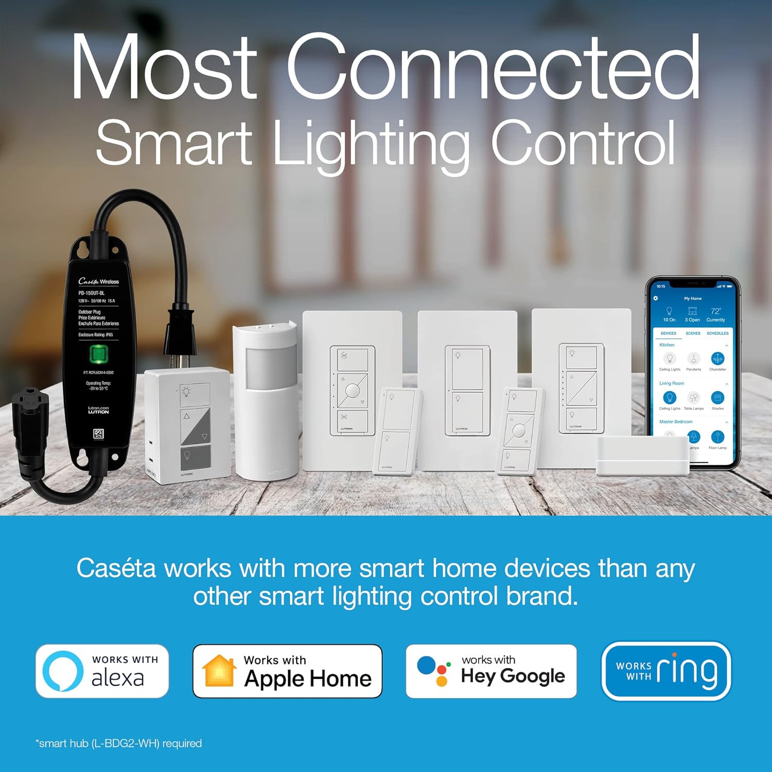 Lutron Caseta Smart Lighting Auto On and Off Motion Sensor, For Dimmers, Switches, and Fans Controls, No Wires Required, PD-OSENS-WH, White - Image 3