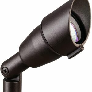 Kichler 7.5" Outdoor Accent Light in Textured Architectural Bronze, 12V LED Adjustable Spotlight, (7.5" L x 3" H),, 15374AZT