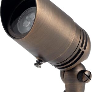 Kichler 12V MR-16 Adjustable Cowl Brass Accent Light in Centennial Brass, Directional Landscape Light Fixture, 15485CBR, (2.5" W x 2.5" H x 6" L)